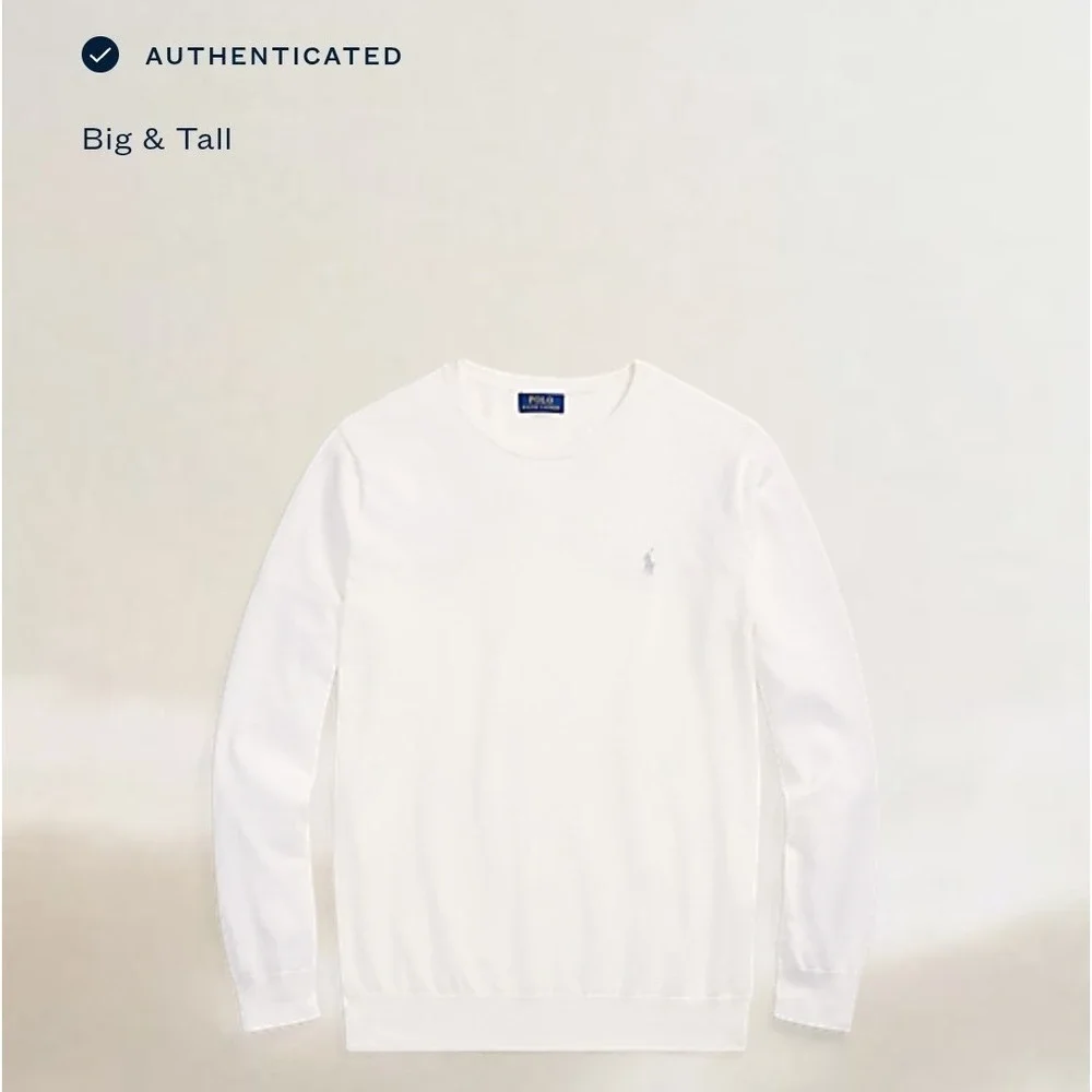 Polo Ralph Lauren White Spa Terry Raglan Pullover Sweatshirt Men's Size 3XB NWT